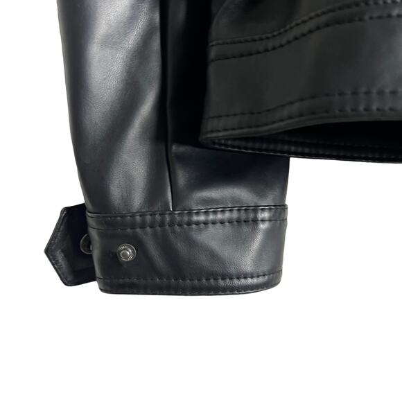 A. Collezioni Italian Black Faux Leather Motorcycle Jacket Size XL - Picture 9 of 16